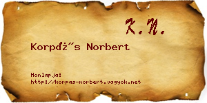 Korpás Norbert névjegykártya